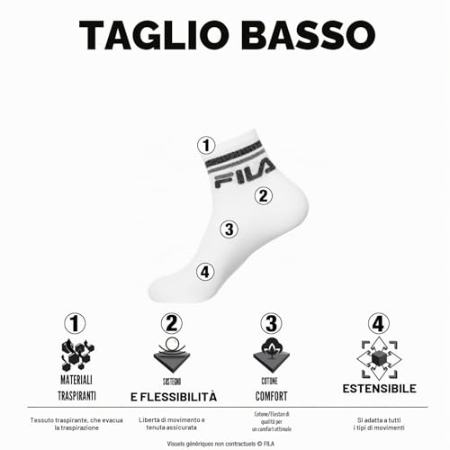 Detalle de Fila Calzini Uomo e Donna 43-46, Cotone - Set di 6, Nero N1