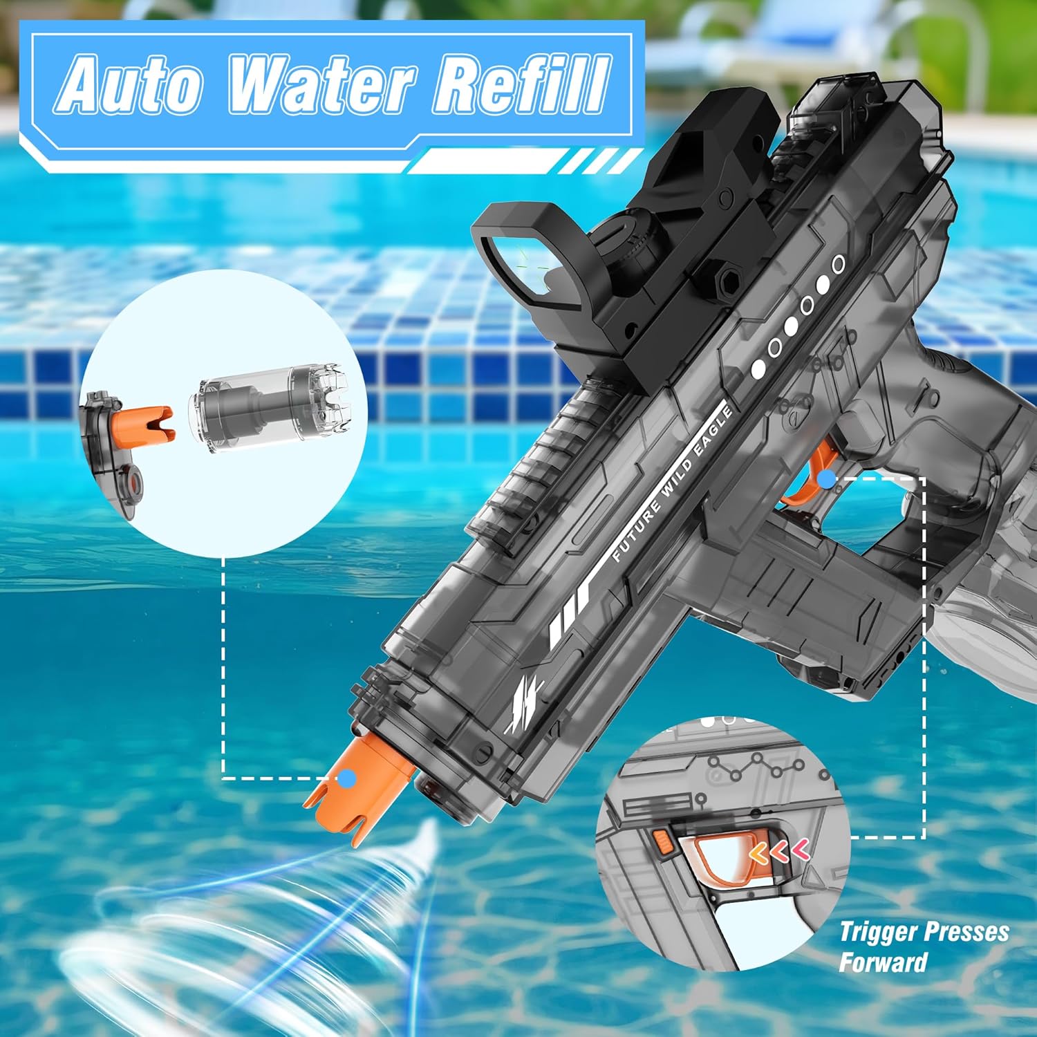 Thumbnail 6 de Electric Water Guns for Adults & Kids (2 Pack) with 800ml Tank, 26–32 ft Range