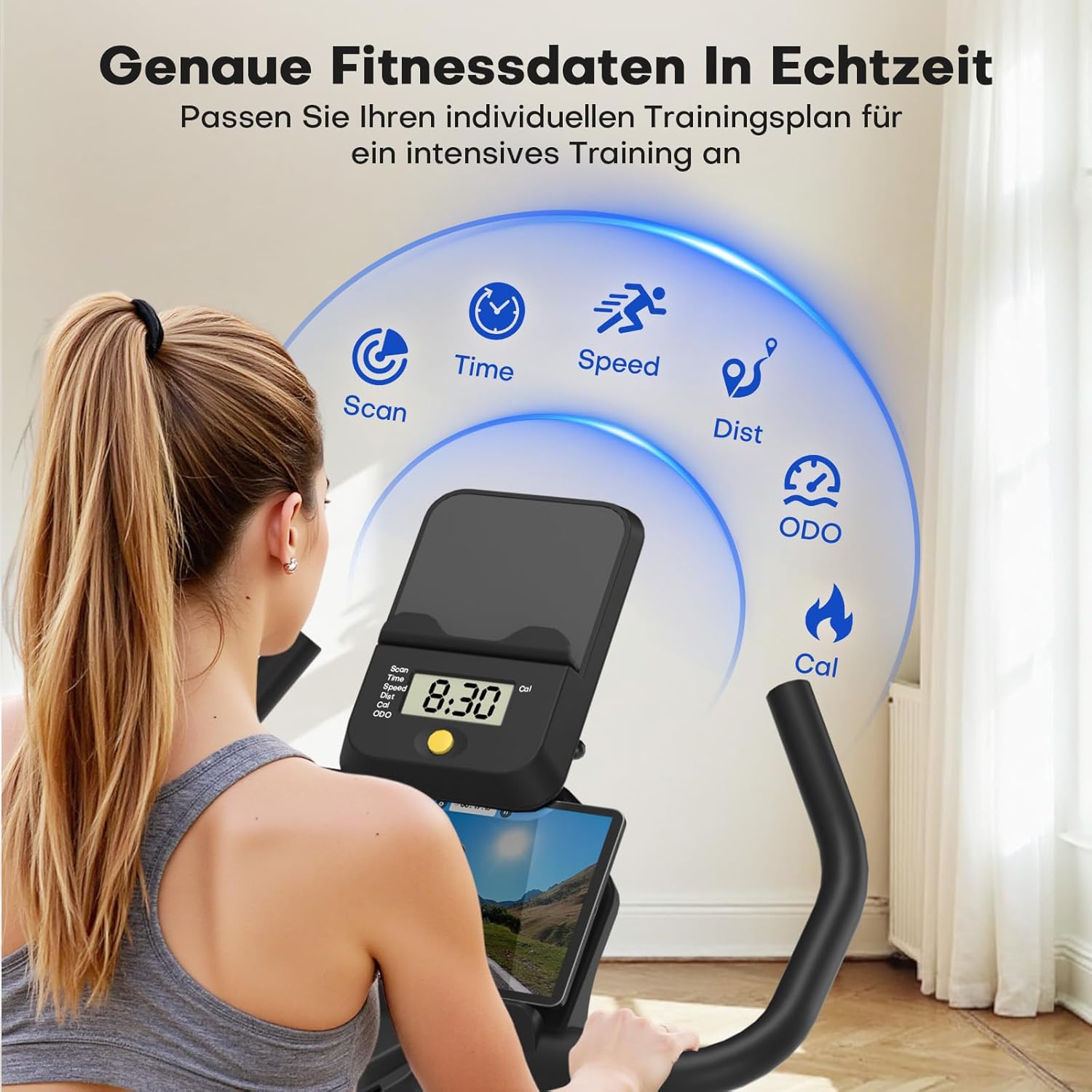 Thumbnail 4 de [UPGRADE] CHAOKE Heimtrainer Fahrrad mit App, leiser Magnetsystem-Widerstand und LCD-Display (bis 150 kg)