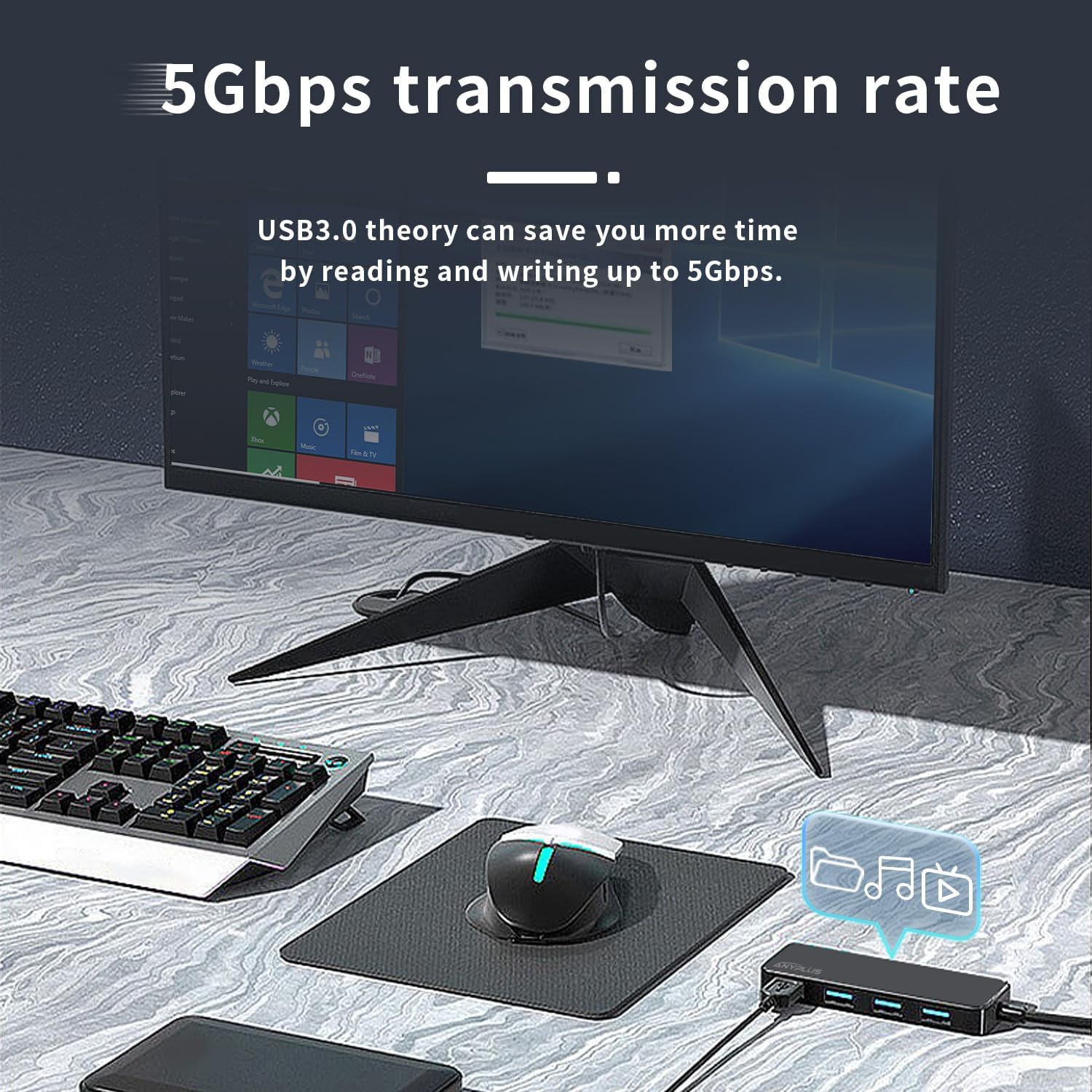 Thumbnail 3 de ANYPLUS USB 3.0 Hub 4-Port portable USB hub 🖥