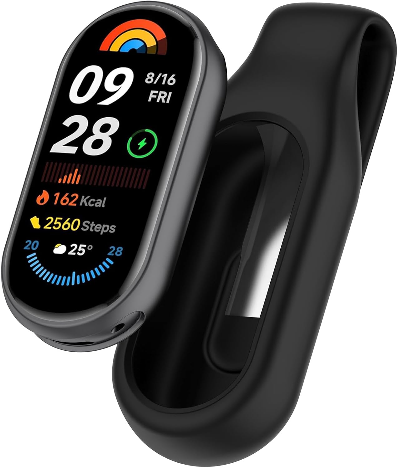 Detalle 2 de AWADUO Universal Clip Buckle Replacement Wristband for Xiaomi Band 10/9/8 (Black)