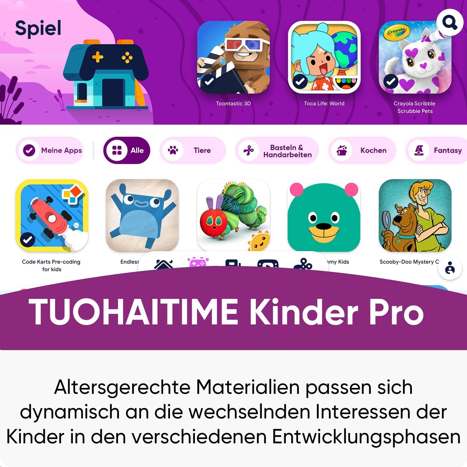 Detalle de Kinder Tablet 10.1 Zoll Android 16 – 30 GB RAM, 64 GB ROM, erweiterbar, Kindersicherung & GPS