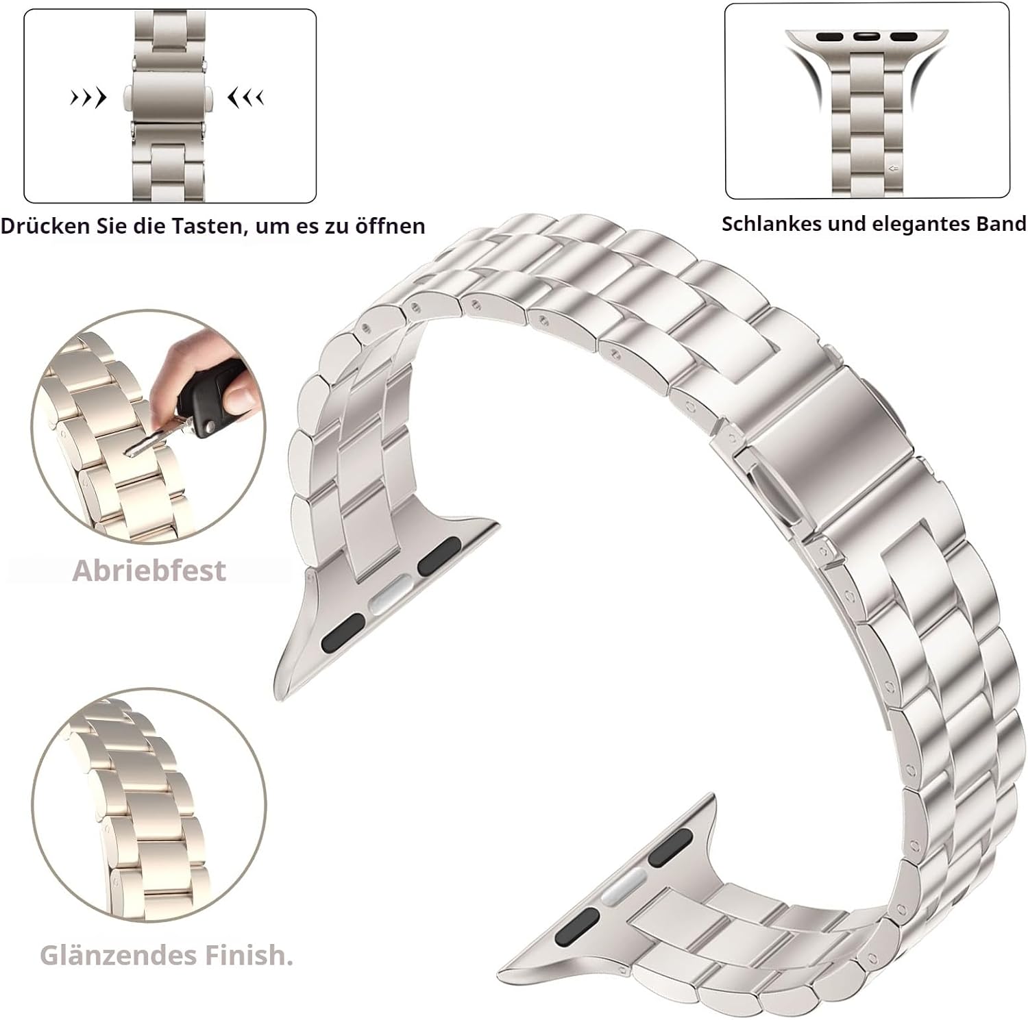 Detalle 1 de Apple Watch Schlankes Metallarmband 38–46 mm