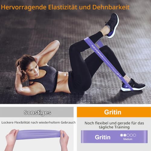Detalle 2 de Gritin Fitnessbänder, 5er-Set aus Naturlatex mit 5 Widerstandsstufen
