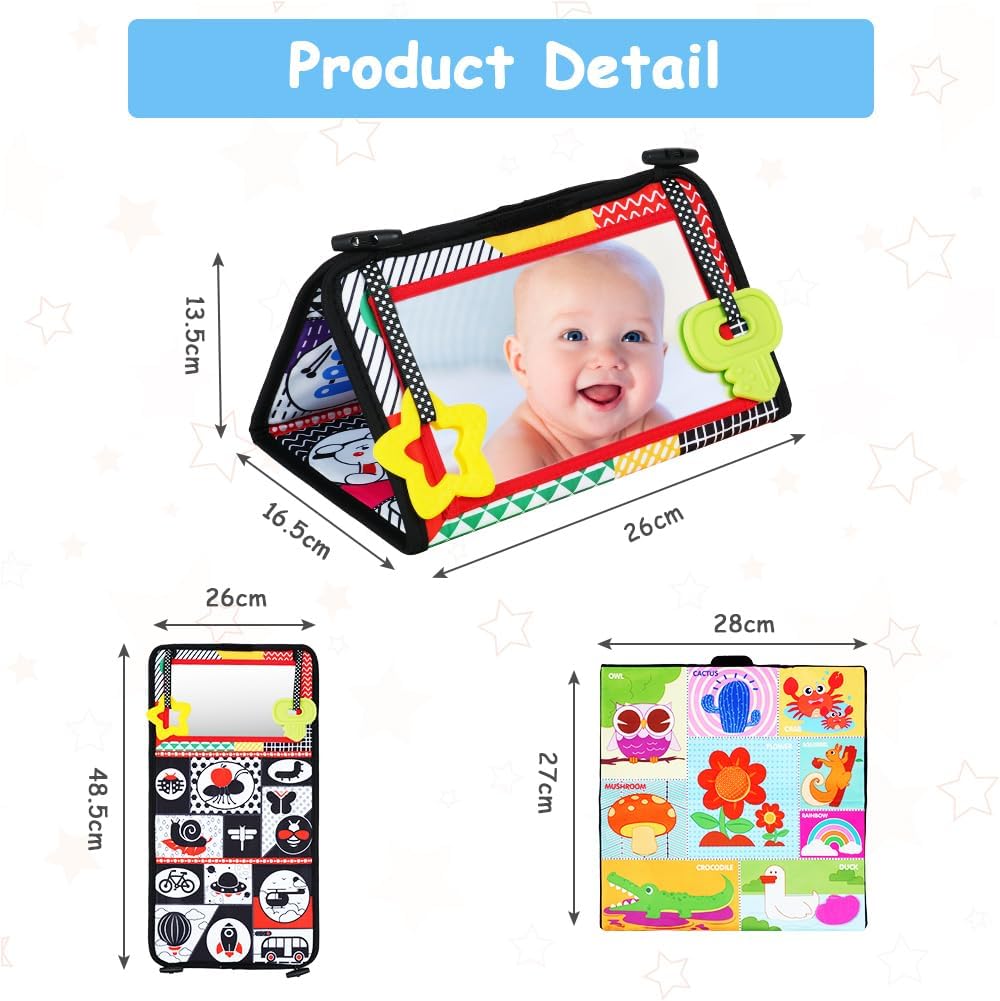 Thumbnail 1 de Aolso Giochi Montessori Libro di Stoffa con Specchio per Neonato 0-12 Mesi (tummy time e stimoli visivi)