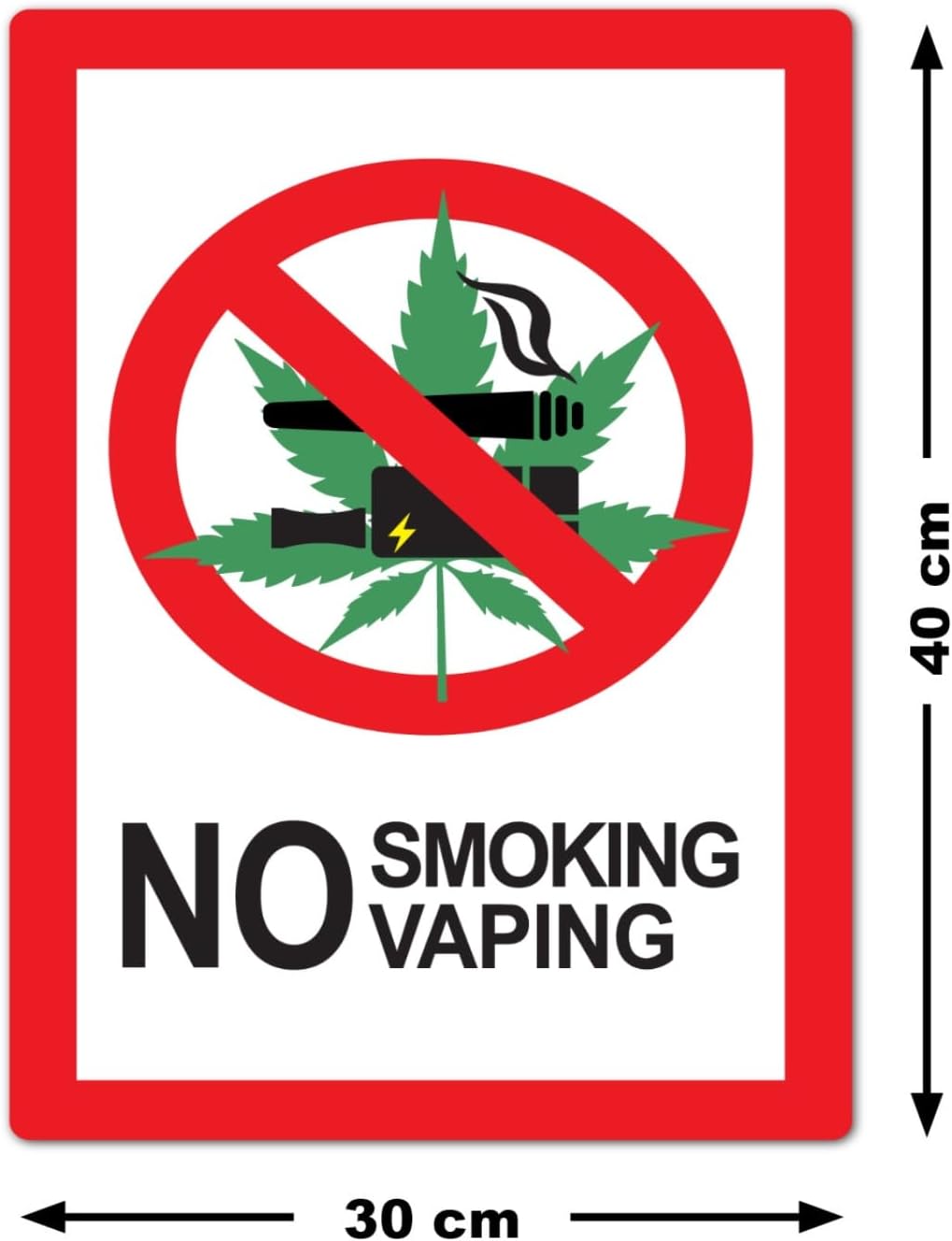 Thumbnail 1 de STROBO XXL Hinweisschild „No Weed Smoking Vaping“ aus 5 mm Hartschaumplatte, 40 x 30 cm