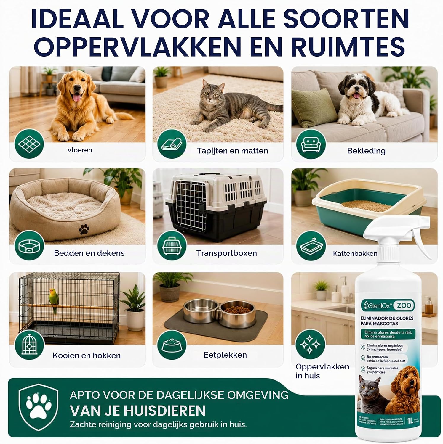 Detalle 2 de SterilOx Zoo geurverwijderaar voor honden en katten, zonder alcohol, 1 liter
