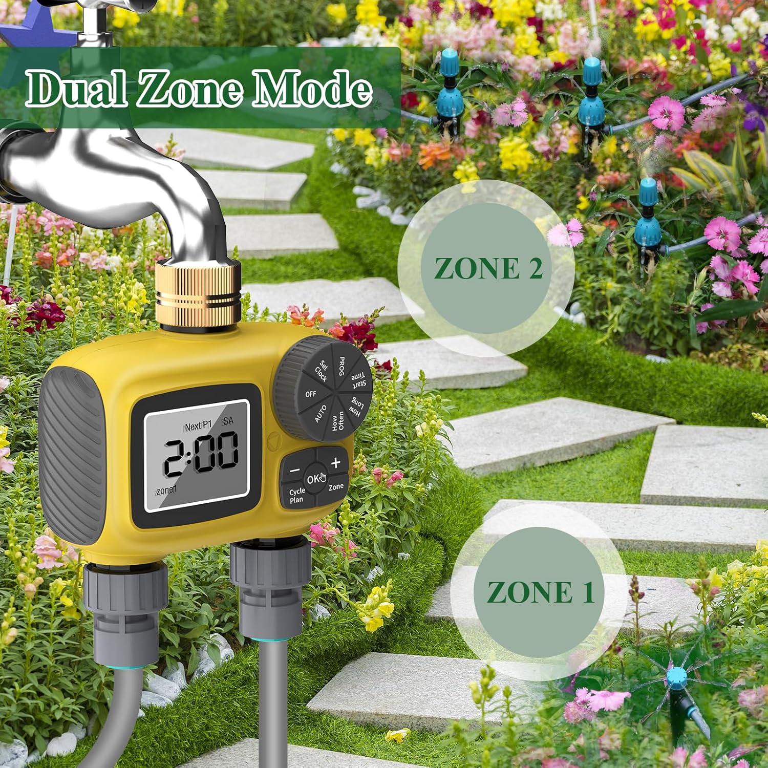Detalle 2 de TRJZWA Dual Port Water Timer with LCD Display: A Pragmatic Auto-Irrigation Solution
