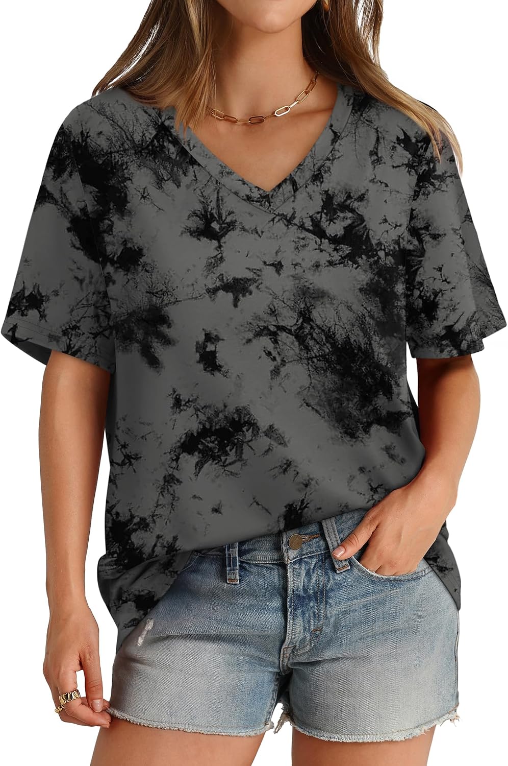 Detalle de Aokosor Women's V-Neck T-Shirt, S–4XL