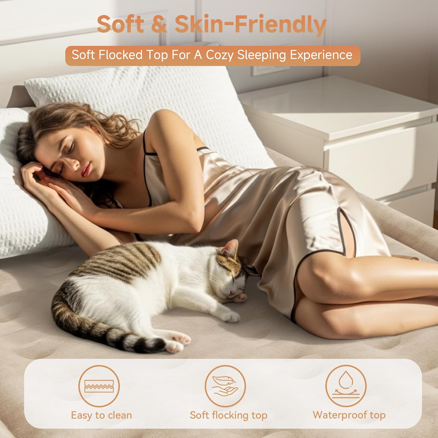 Thumbnail 6 de Sebor Air Mattress with Built-in Pump (Twin XL, Khaki White)