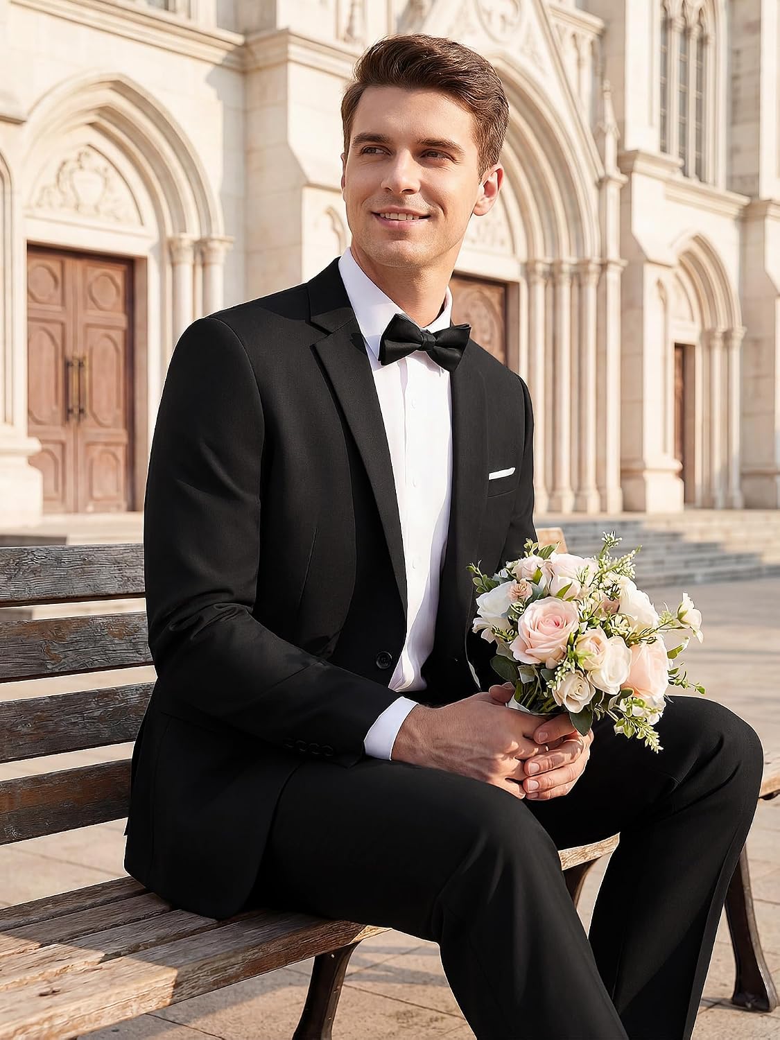 Detalle 2 de MAGE MALE Men's Slim-Fit Two-Piece Suit with One-Button Jacket and Side Vents