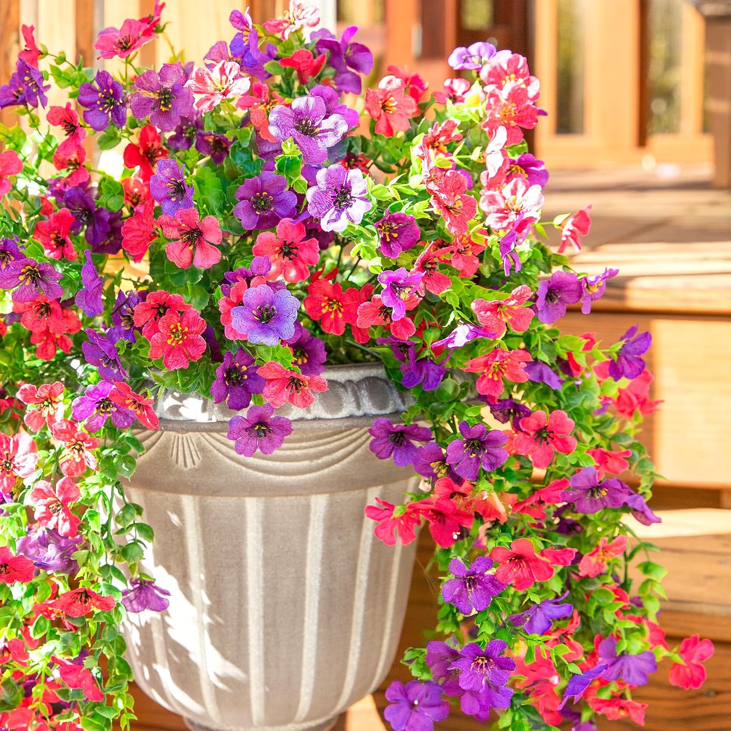 Thumbnail 4 de HyeFlora 2-Pack UV-Resistant Hanging Artificial Spring Flowers (Purple & Hotpink)