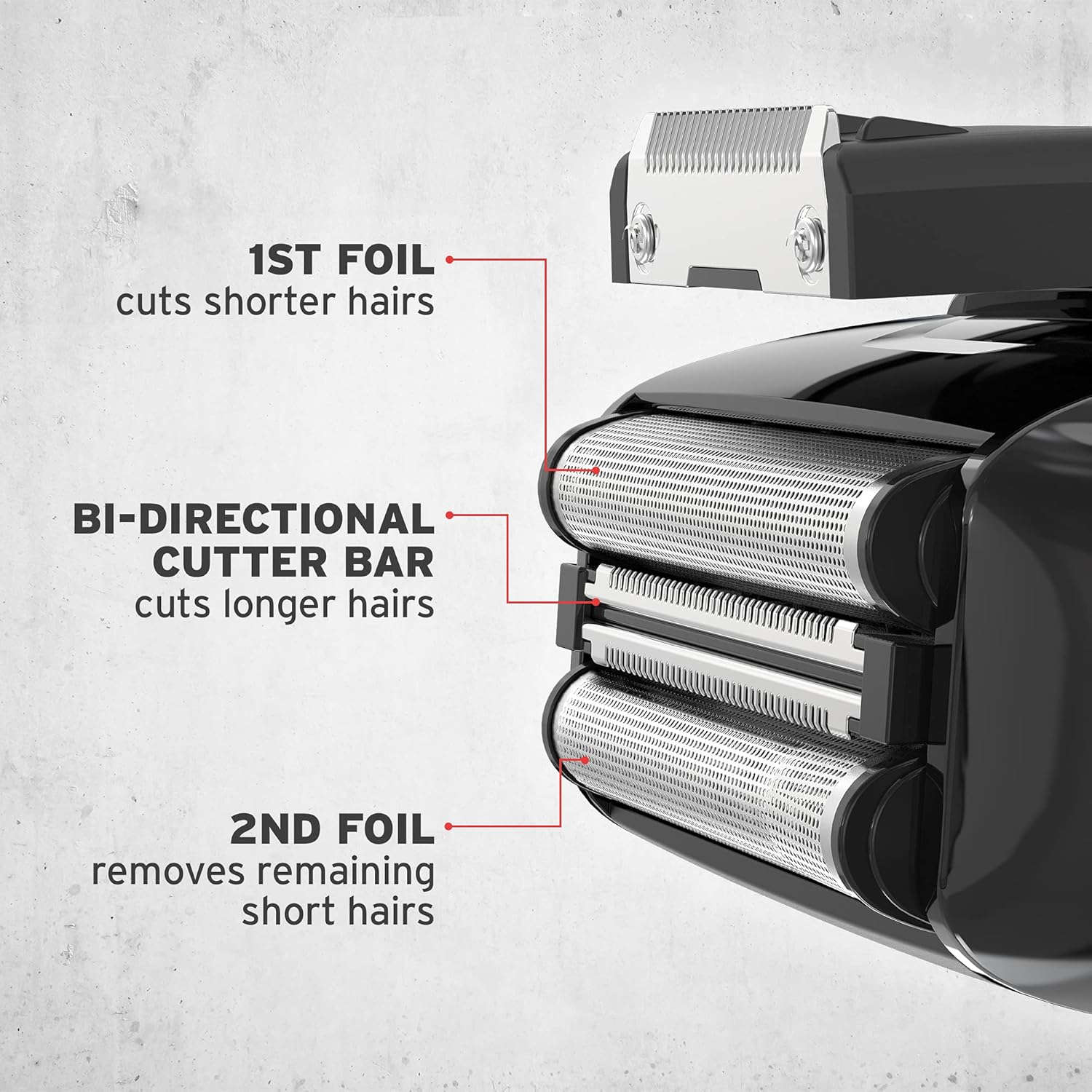Detalle de Wahl Clean and Close Plus men’s electric shaver with Flex Foil and precision trimmer