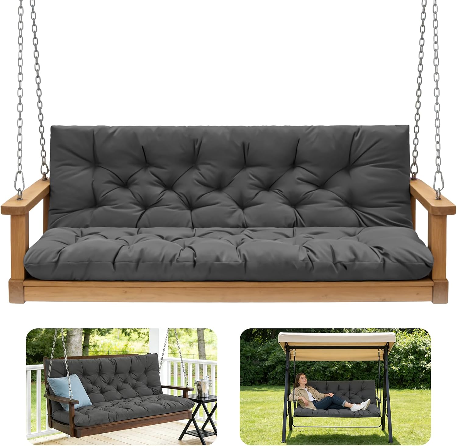 Detalle de GPQAWER HDYYDM88 Outdoor Swing Cushion, 60 x 40 Inches, 5-Inch Padding