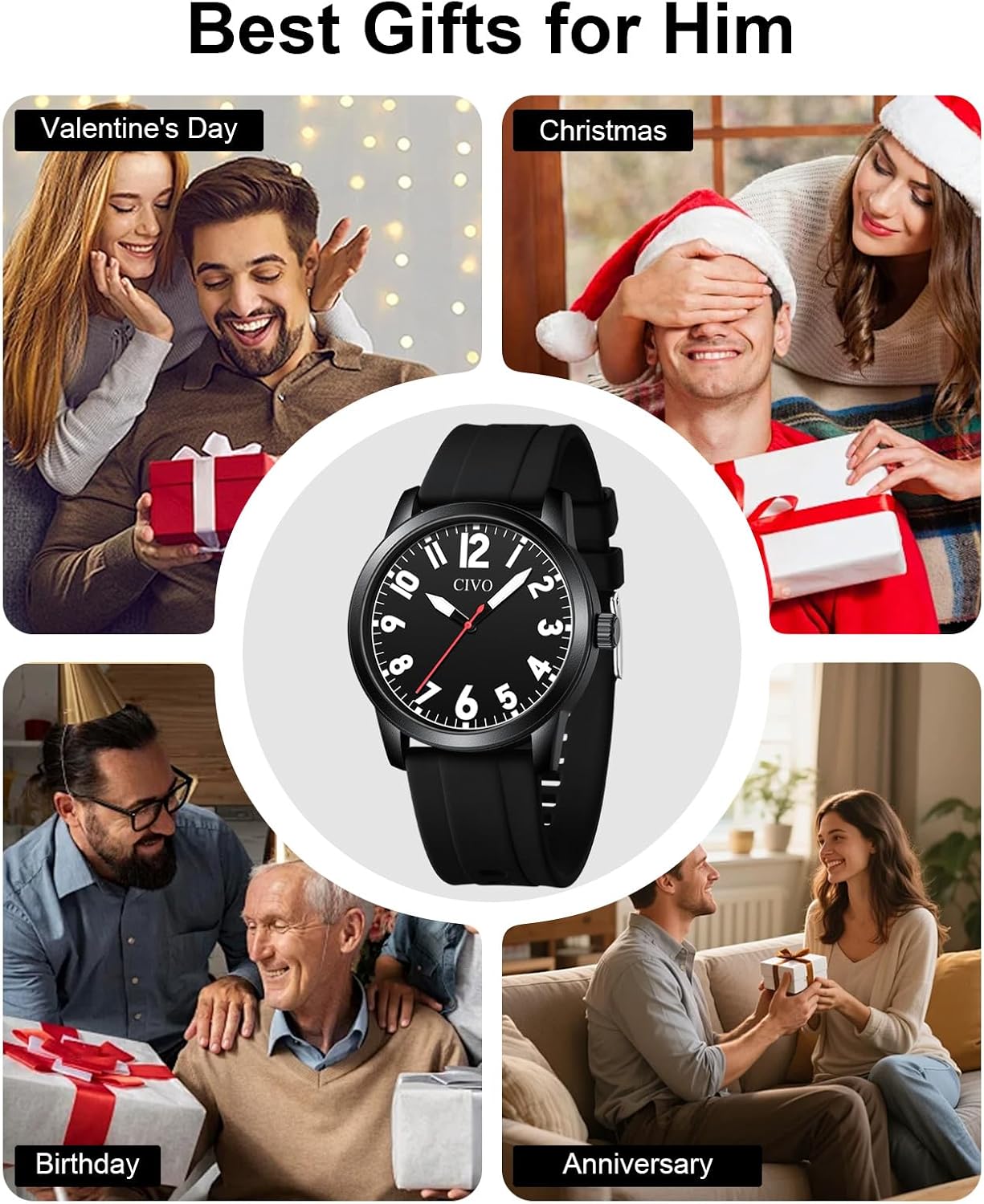 Thumbnail 5 de CIVO Herren Analog-Uhr wasserdicht mit großen Zahlen – leicht ablesbar