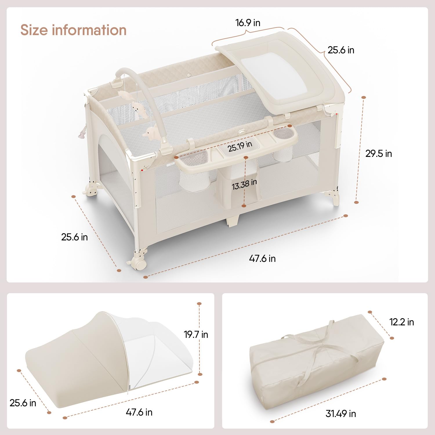 Thumbnail 5 de Obee Odee 4 in 1 Baby Bassinet, Pack and Play & Bedside Crib Sleeper