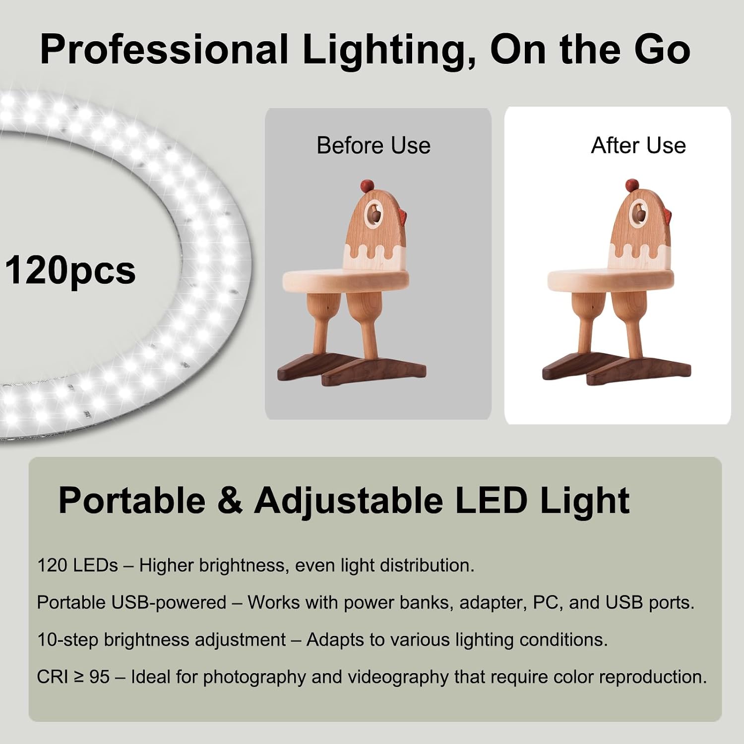 Detalle de PULUZ 30 cm Fotostudio Lichtzelt (Fotobox) mit 112 dimmbaren LED & 6 Hintergründen – für Produktfotos