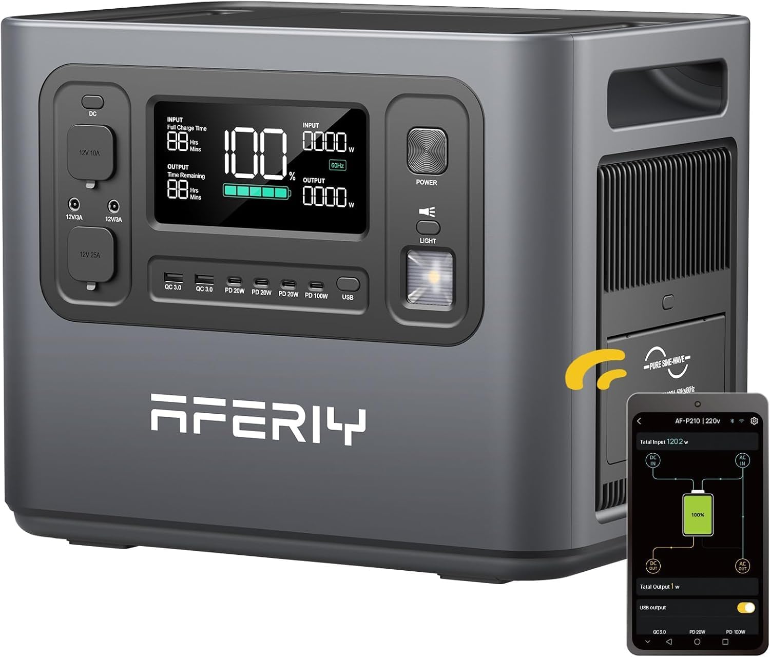 Detalle de AFERIY Stazione alimentazione 2048 Wh ⚡
