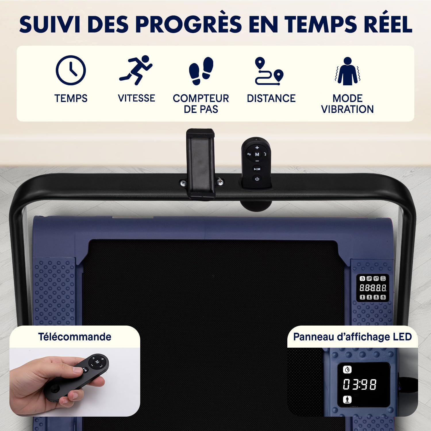 Thumbnail 4 de Squatz Tapis de Marche 2-en-1 avec Plateforme Vibrante: compact et silencieux pour bureau et maison