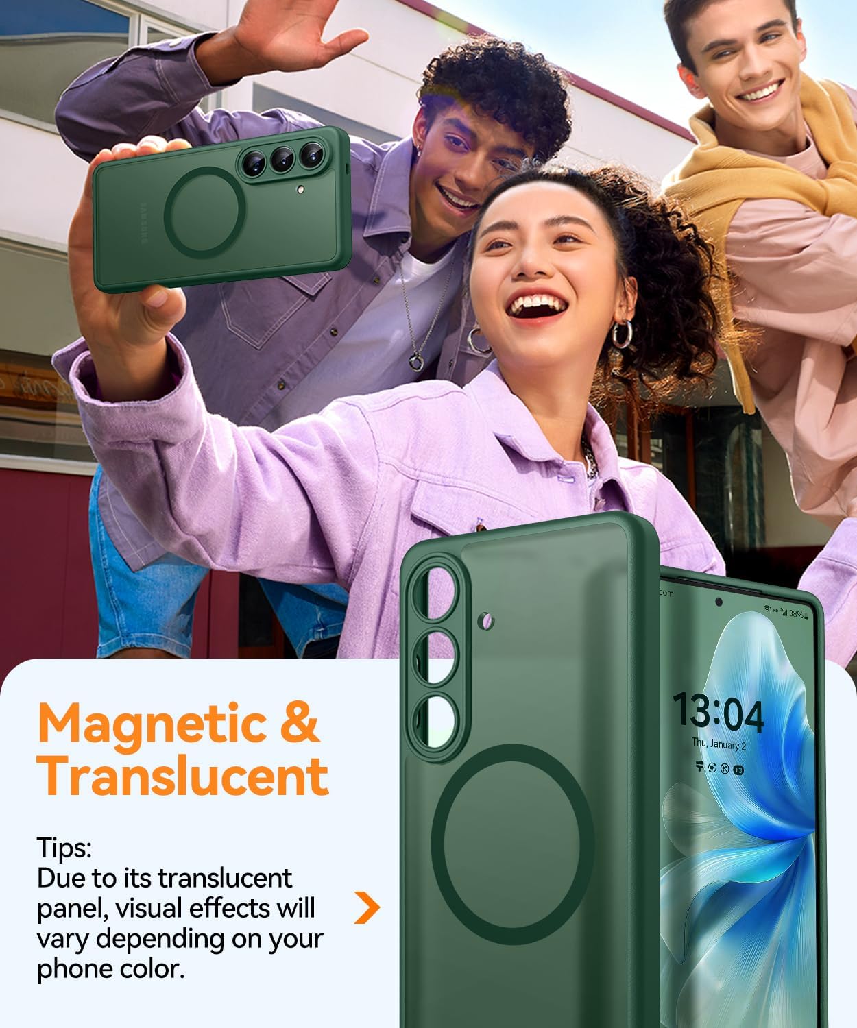 Thumbnail 3 de CANSHN Magnetica Cover per Samsung Galaxy S26 (6.3") Verde Profondo — protezione fotocamera e magnetismo