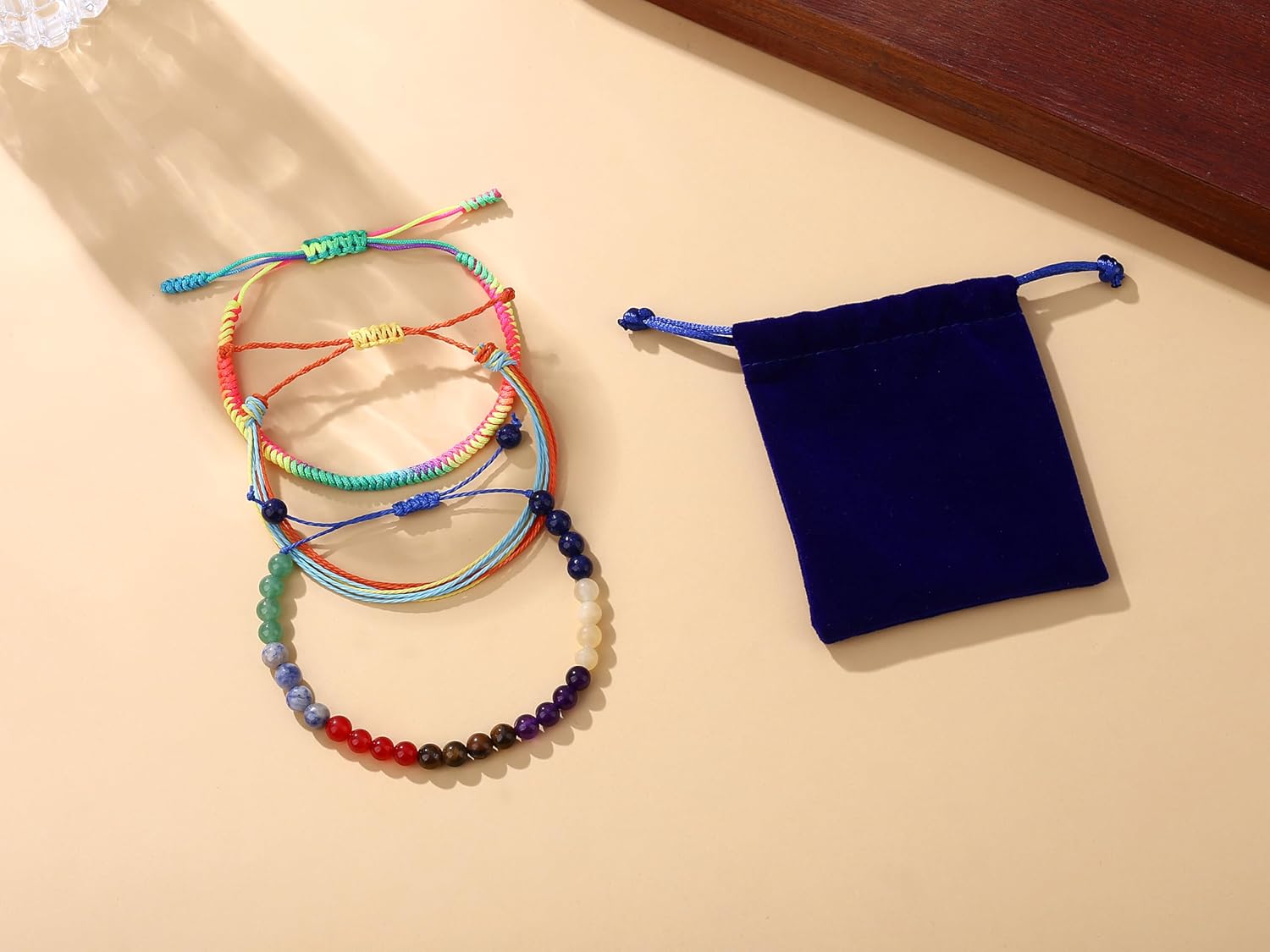 Thumbnail 2 de XIANNVXI 3-pack handmade chakra healing bracelets set (6mm crystal, adjustable braided rope)