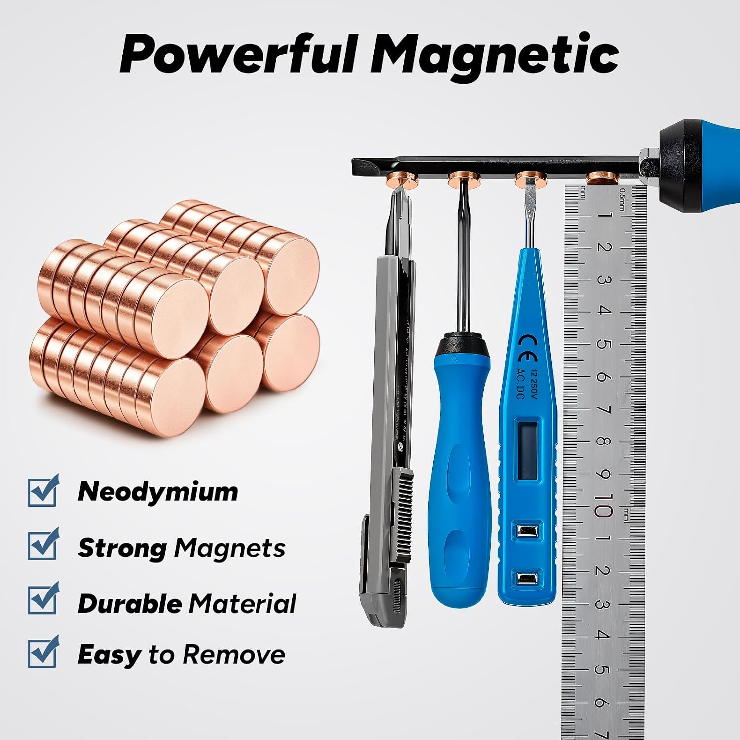 Detalle de SMARTAKE KD105P45 Neodymium Refrigerator Magnets, 45-Piece Rose Gold Set
