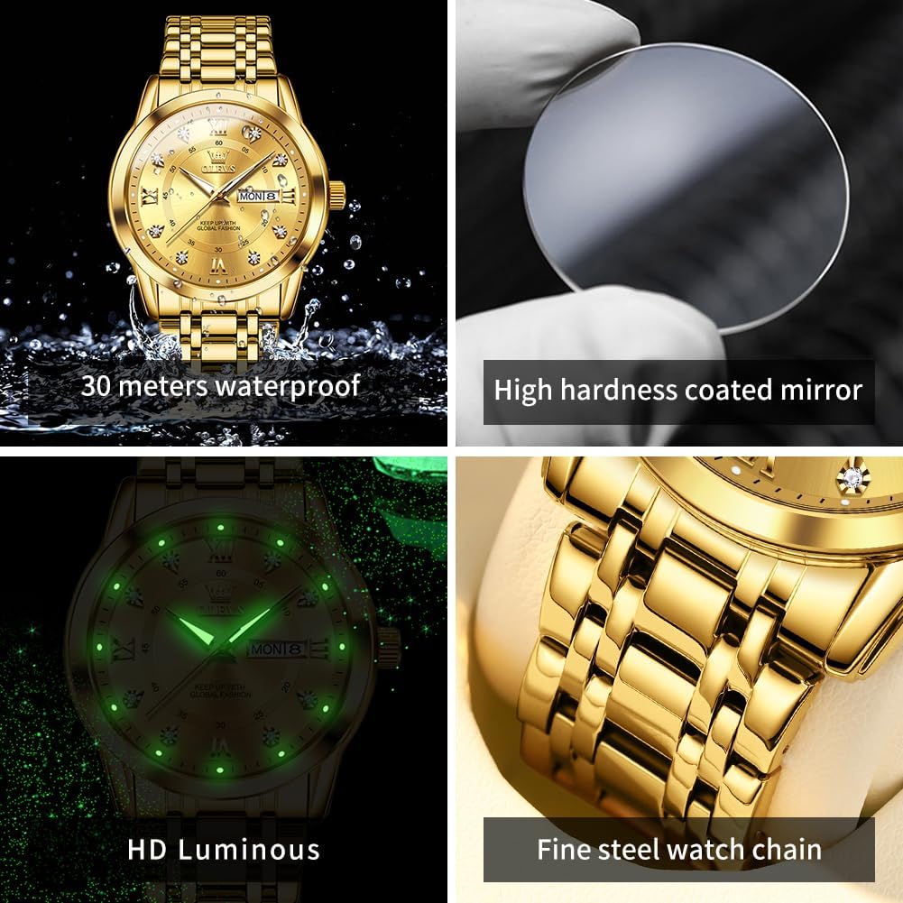 Thumbnail 5 de OLEVS Montres Hommes Diamant 30M