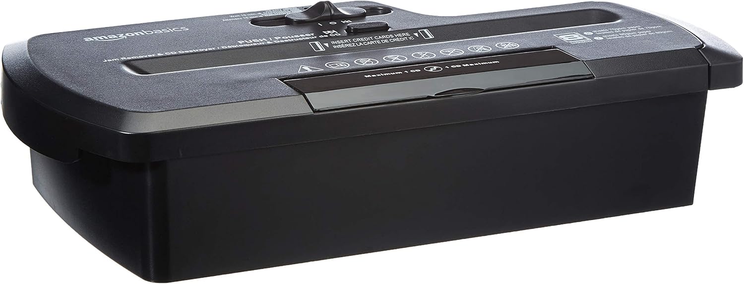 Detalle 2 de Amazon Basics 7-8 Sheet Strip Cut Shredder with Bin (Black) – compact yet capable for home and small office