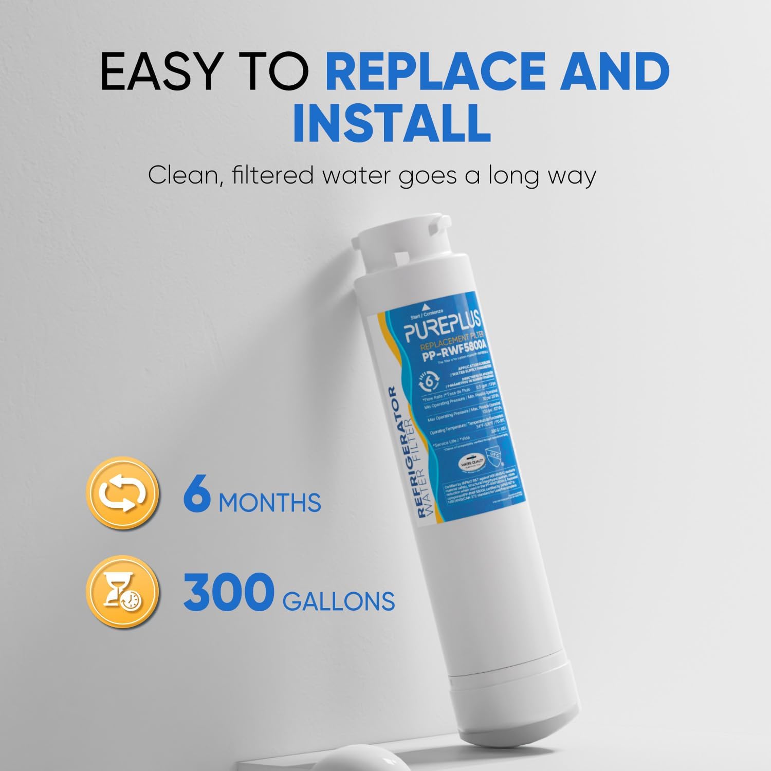 Thumbnail 6 de PUREPLUS RWF5800A Refrigerator Water Filter Replacement, 3-Pack for Frigidaire