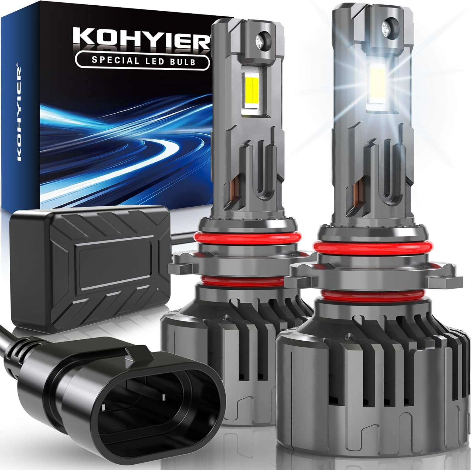 Detalle de KOHYIER HB3 LED Headlight Bulb — 40,000 Lumens, 6500K, Plug & Play (Pack of 2)