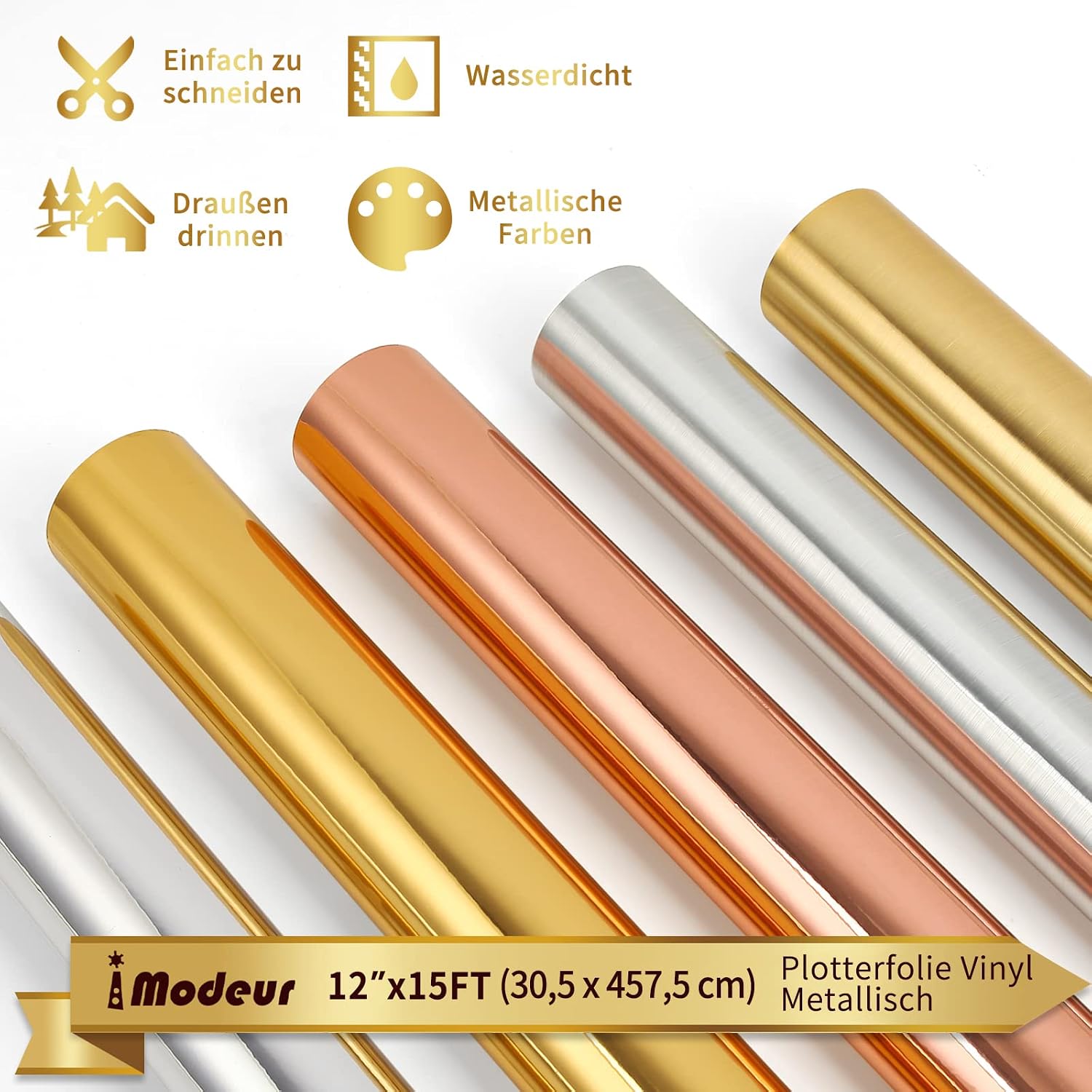 Detalle 2 de IModeur gebürstete gold metallische Vinylfolie für Plotter – 12 x 15 Fuß (30,5 cm x 4,58 m) für Cricut & DIY