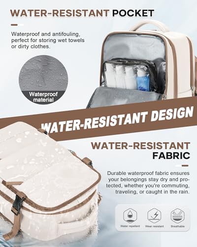 Thumbnail 4 de HPLQQ Mochila de cabina 40x30x20 cm para Ryanair (40x30x20, 24 L) impermeable beige con compartimento para zapatos