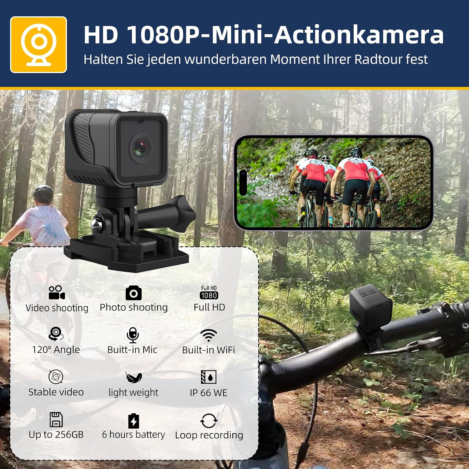 Detalle 2 de AIKER YDXJ=FBA2 motorcamera met wifi, IP66 en 120° groothoek