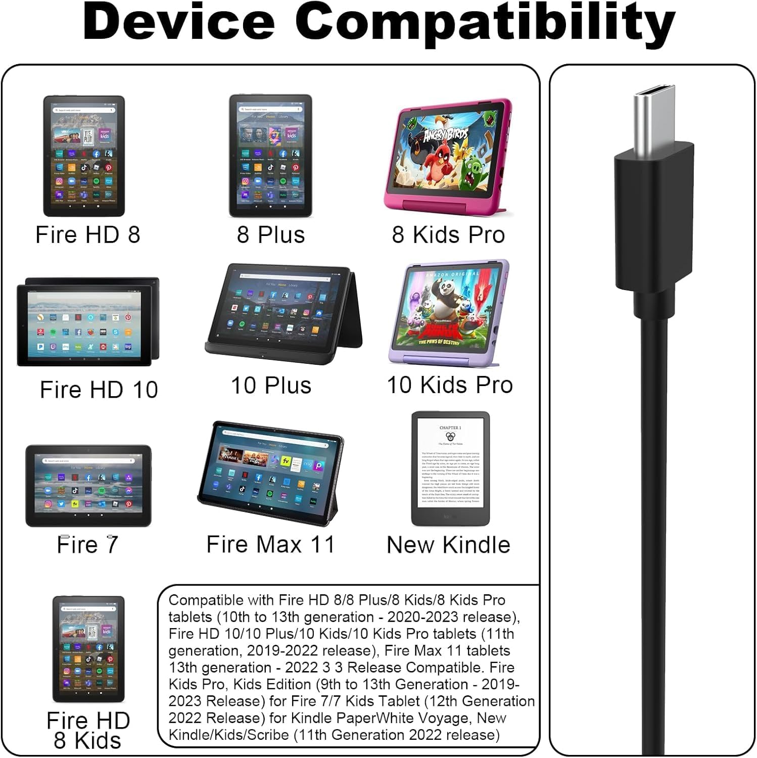 Detalle 2 de USB C Kabel für Kindle 3 m