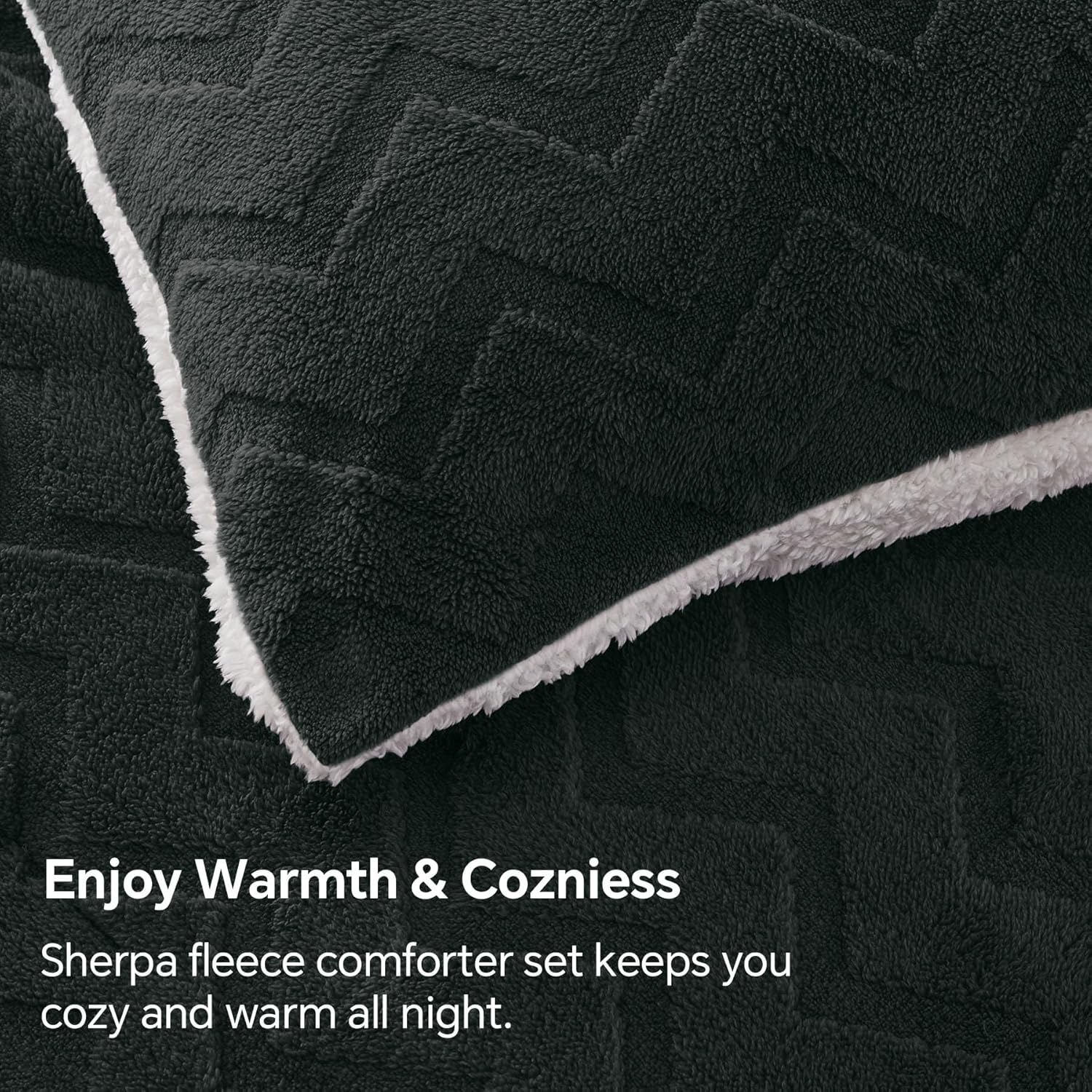 Thumbnail 4 de BEDELITE Fluffy King Comforter Set with Sherpa 3-Piece