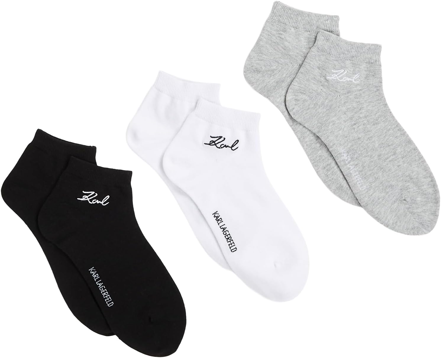 Detalle 2 de KARL LAGERFELD Donna K/Signature Sneaker Sock (3 Pack) – tre calzini corti con firma sul retro