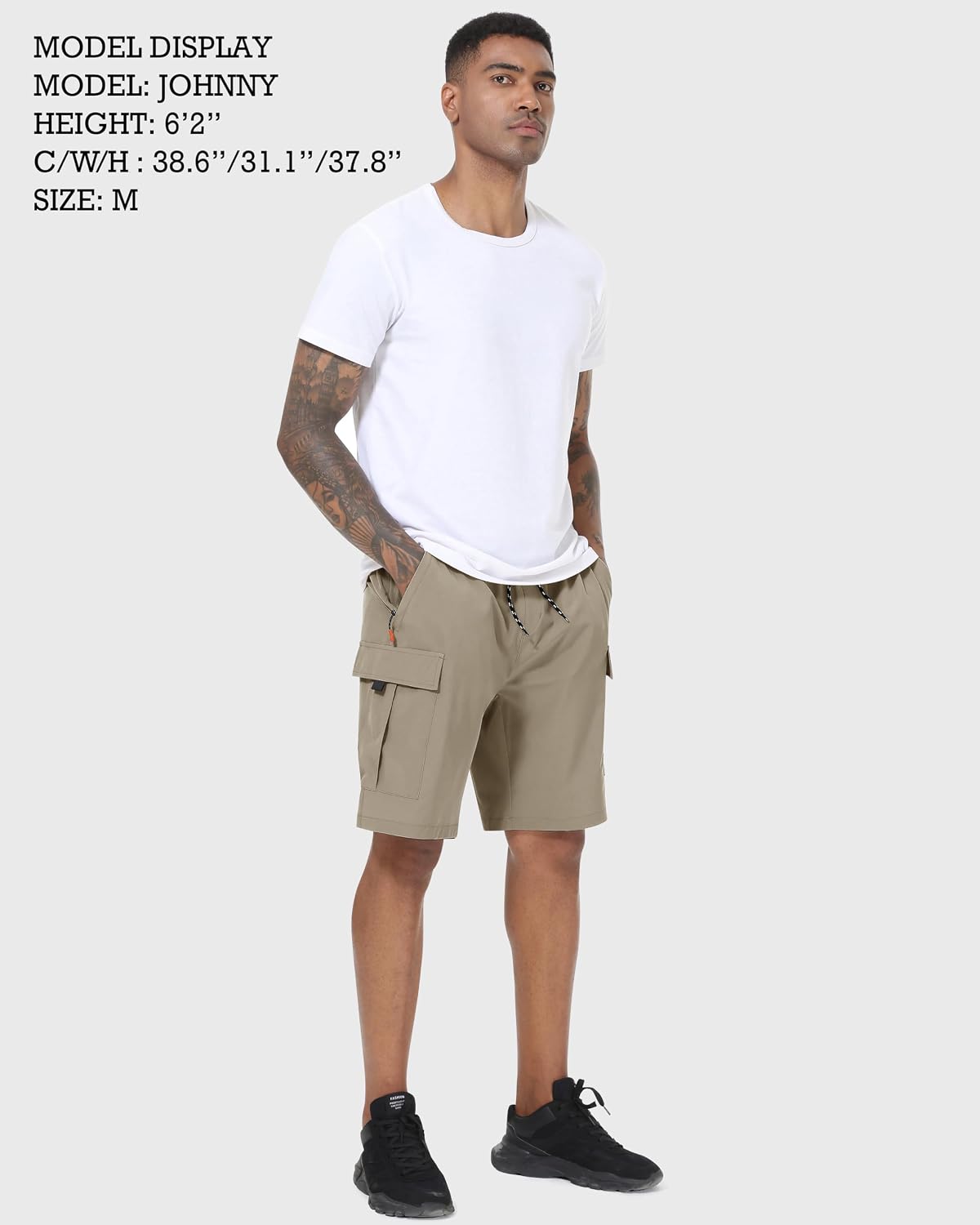 Detalle de INNERBUT Men's Cargo Shorts, Quick-Dry Stretch Fabric, 5 Pockets