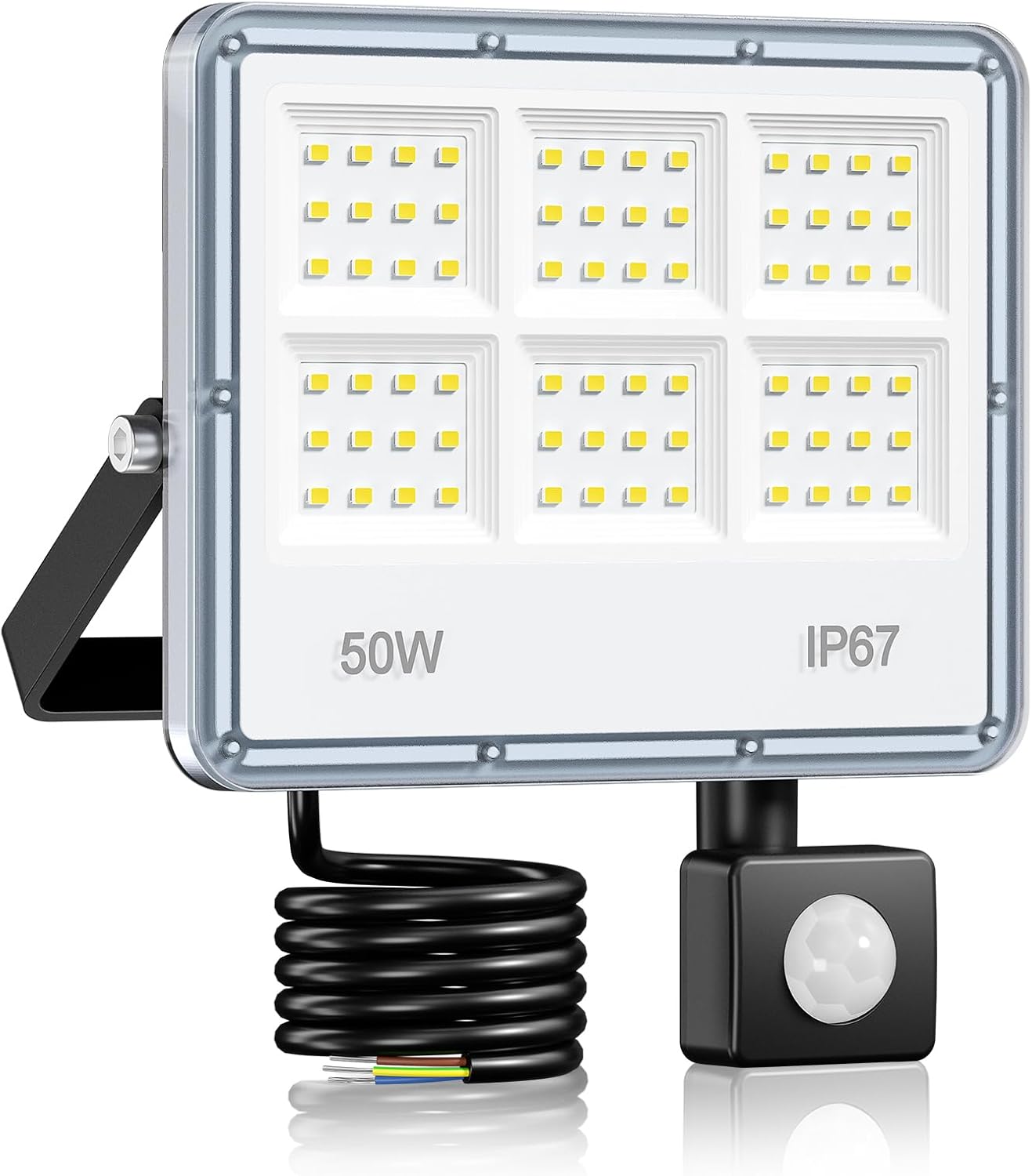 Detalle de Projecteur LED Extérieur 50W avec Détecteur de Mouvement 6 en 1 – IP67, 5000 lm, 7000K