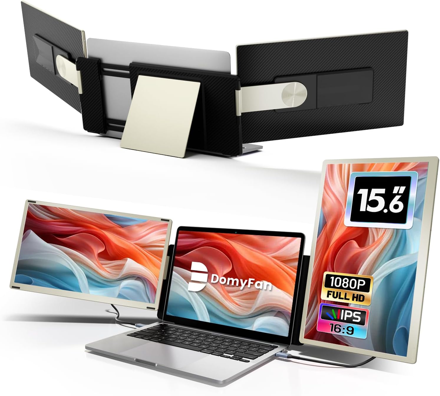 Detalle de domyfan 15.6" Laptop Bildschirm Extender – Plug‑&‑Play Erweiterung mit 1080p, 120% sRGB