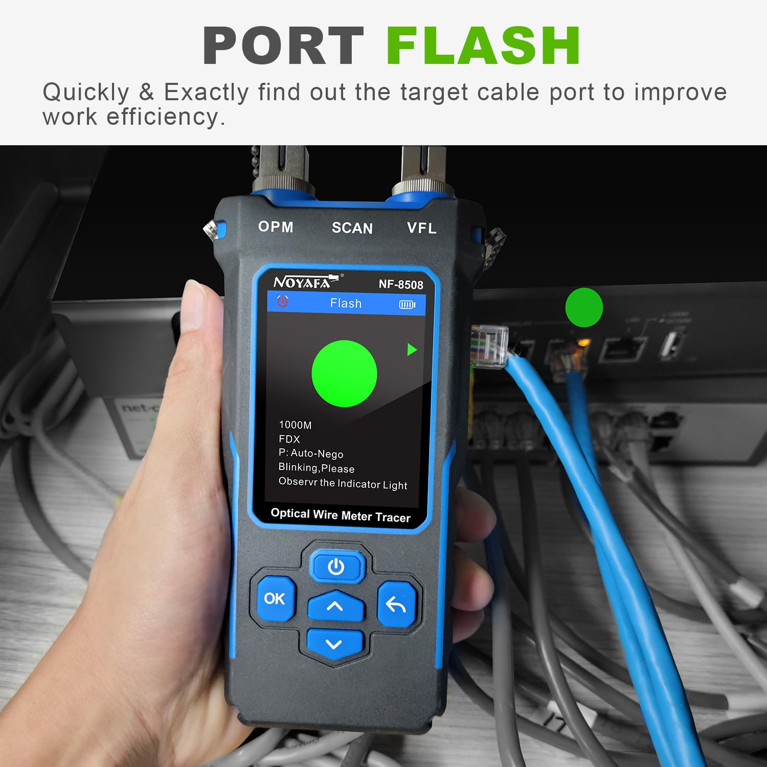 Detalle 2 de NOYAFA NF-8508 tester cavo rete RJ45 PoE 200 m