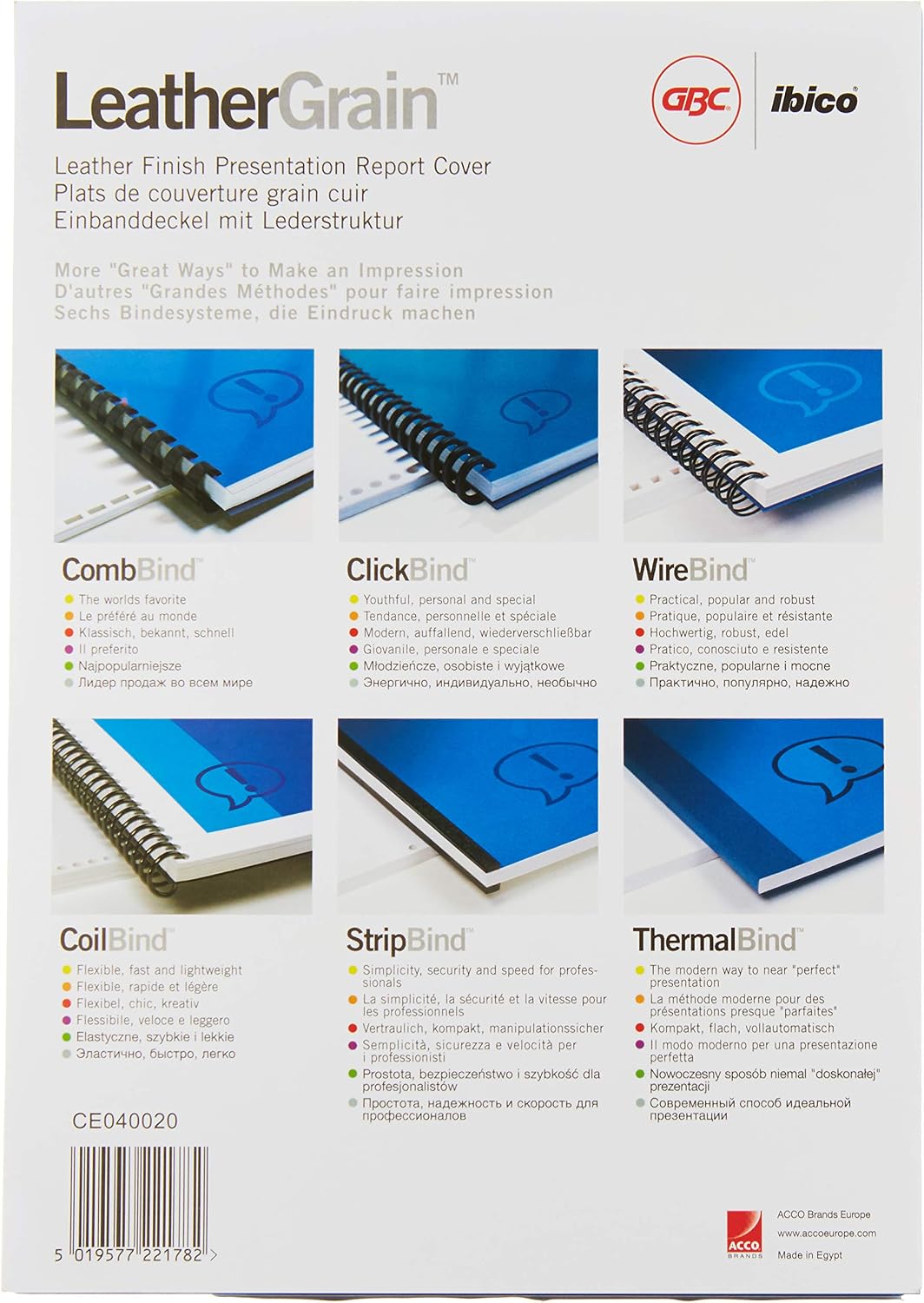 Detalle 2 de LeatherGrain Umschlagmaterial A4, blau – 100 Stück