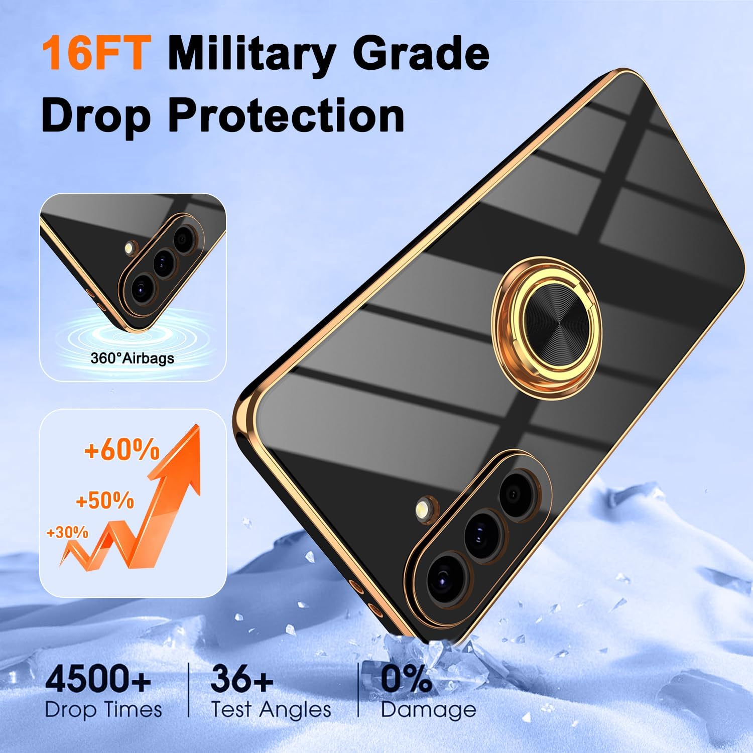 Thumbnail 6 de Gritup Slim Fit Case for Samsung Galaxy A56 5G (6.7-Inch) with Built-in Ring Kickstand, 2 HD Screen Protectors – Black