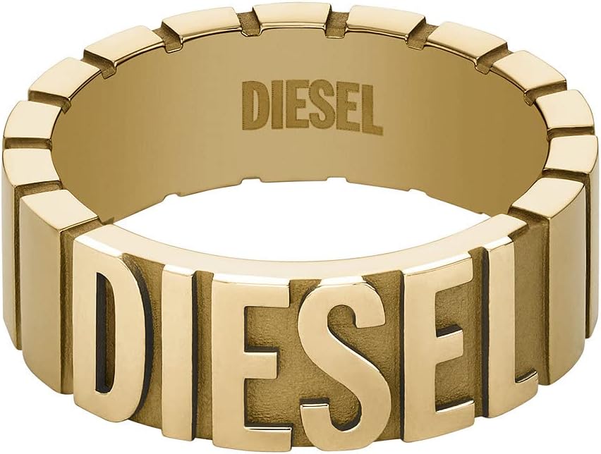 Detalle de Diesel Herrenring Edelstahl – goldfarben, poliert (Größen 16–21)
