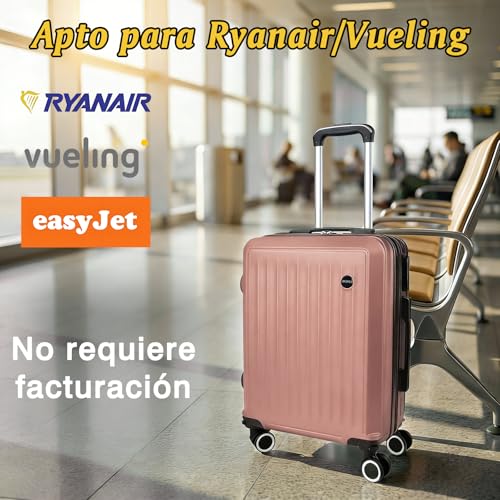 Detalle de ARTREE Maleta de Cabina 55x40x20 cm Oro Rosa | Trolley rígido, 4 ruedas 360°, cerradura y tirador telescópico