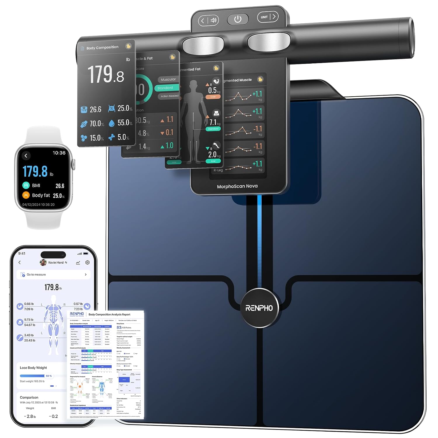 Detalle de RENPHO R-MSC04 MorphoScan Nova Smart Scale with 8-Electrode Analysis