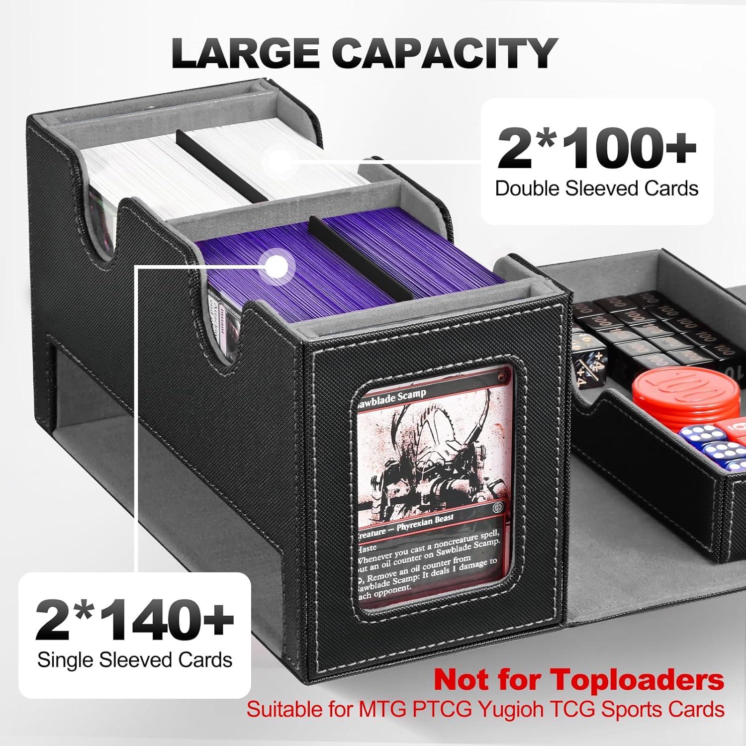 Thumbnail 3 de UAONO MTG Deck Box with 2 Commander Displays and Dice Tray