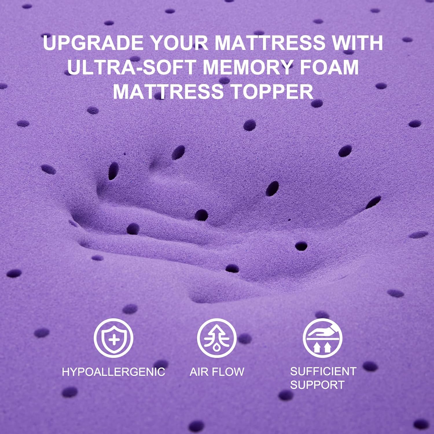 Thumbnail 2 de SINWEEK Twin XL 2-Inch Gel Memory Foam Mattress Topper (CertiPUR-US Certified)