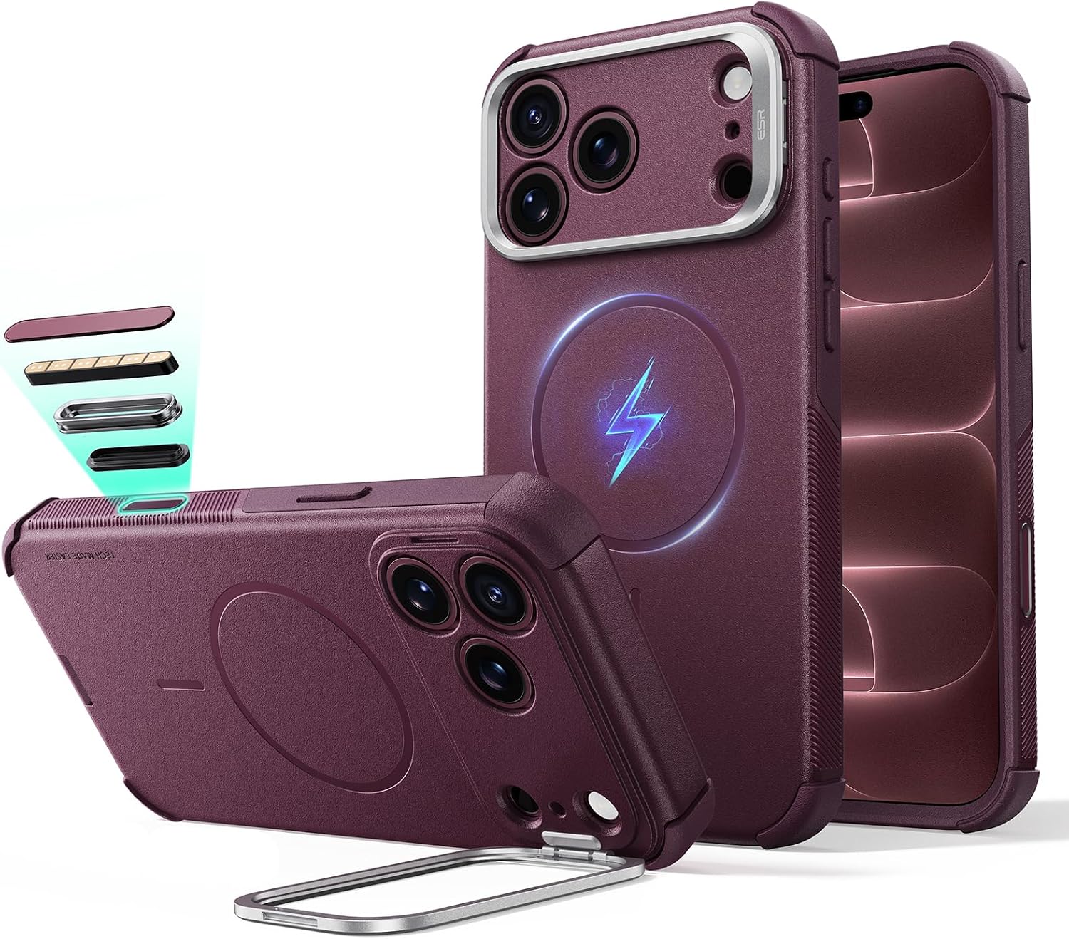 Detalle de ESR Cyber Tough Case (Cyber Series) for iPhone 17/18 Pro Max with Flex Stand