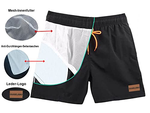 Thumbnail 3 de Ougelebo Badehose Herren Badeshorts mit Reißverschlusstasche – 2 Seitentaschen + Gesäßtasche