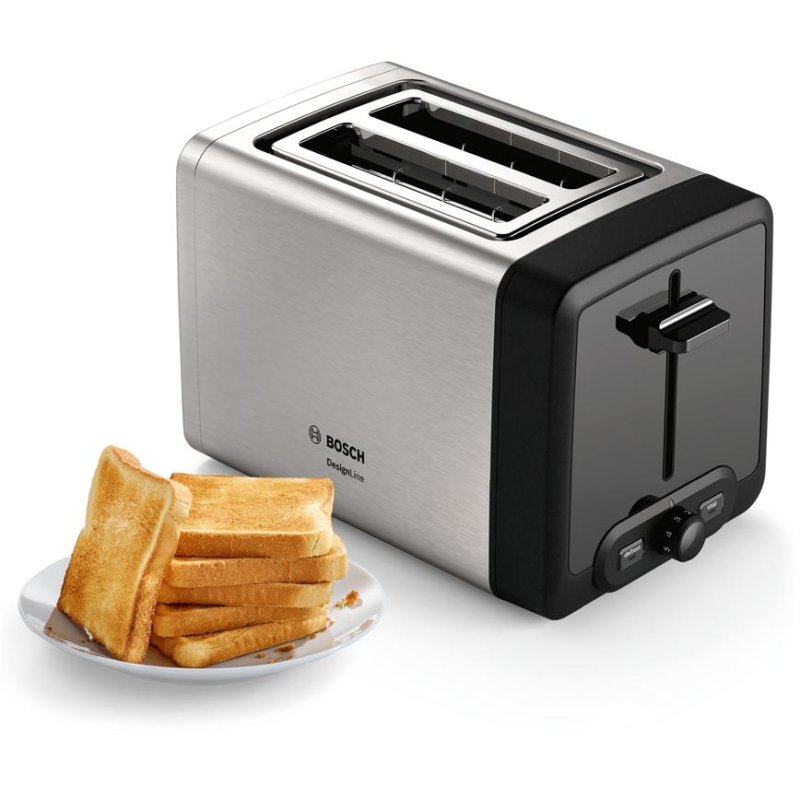 Thumbnail 3 de Bosch TAT4P420DE: tostadora de 2 rebanadas, 970 W, negro/plata